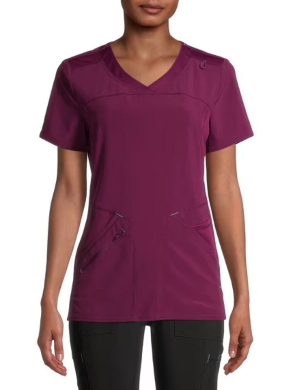 Scrubstar Women’s Antimicrobial Tonal Contrast V Neck Scrub Top in Wine - sz M